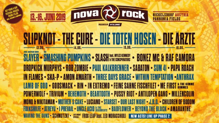 NOVA ROCK Festival 2019,  Nickelsdorf – Pannonia Fields II, 13-16.06.2019