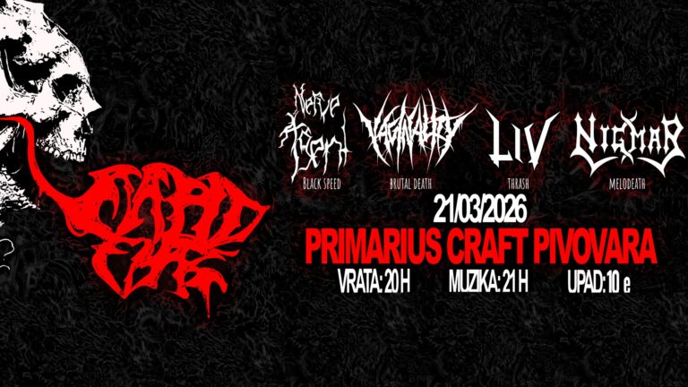 RAPID FIRE: Nerve Agent, Vaginality, L.I.V., Nigmar, PriMarius craft pivovara, Zagreb, 21.3.2026