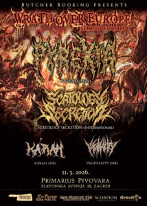 WRATH OVER EUROPE: Pyrexia, Scatology Secretion, Ka’rah, Vaginality, PriMarius craft pivovara, Zagreb, 21.5.2026