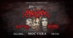 SARCÓFAGO, Bezdan, Buzzsaw- NASY ABYSS, Klub Močvara, 16.6.2026
