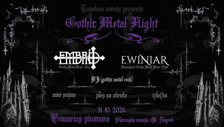 EMBRIO, EWINIAR – Gothic Metal Night, PriMarius craft pivovara, 31.10.2026